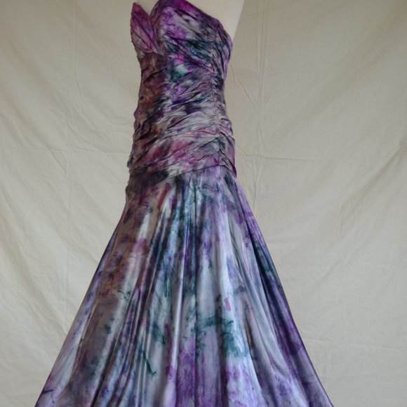 NEW Silk Wedding gown ivory silver white pink purple small medium dyed 4 6 8 10 - Picture 15 of 16